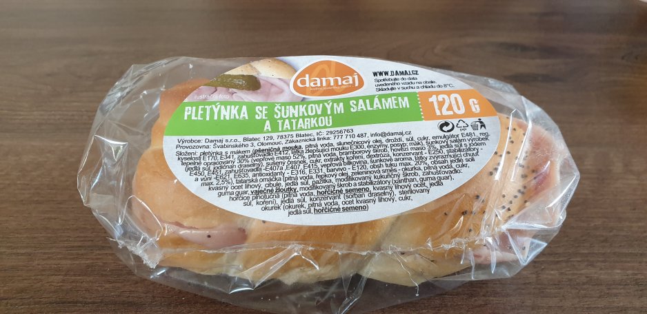 Pletýnka se šunkovým salámem a tatarkou 120g DAMAJ